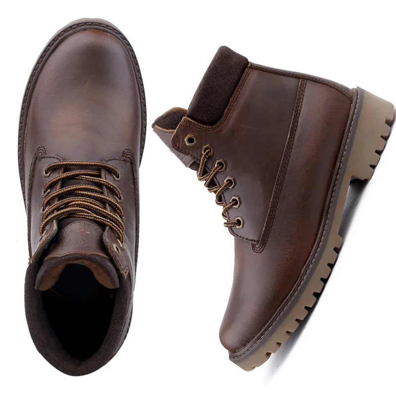 Bacca Bucci Brown Bullet Splash Proof Leather Boots for Biking & Hiking for Men | Best Price UAE